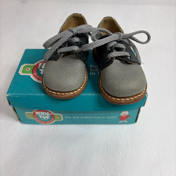 Buster Brown Vintage Kids Two Toned Unisex Saddle Oxford Shoes Size5D Gray Black - Picture 8 of 15